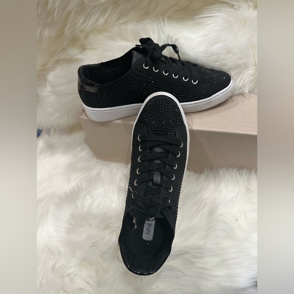 Fun and sparkly. Nine West sparkly black sneakers. - Picture 1 of 4